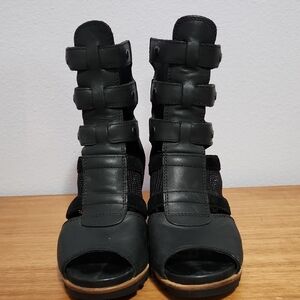 Sorel Black Strappy Ankle Boots
